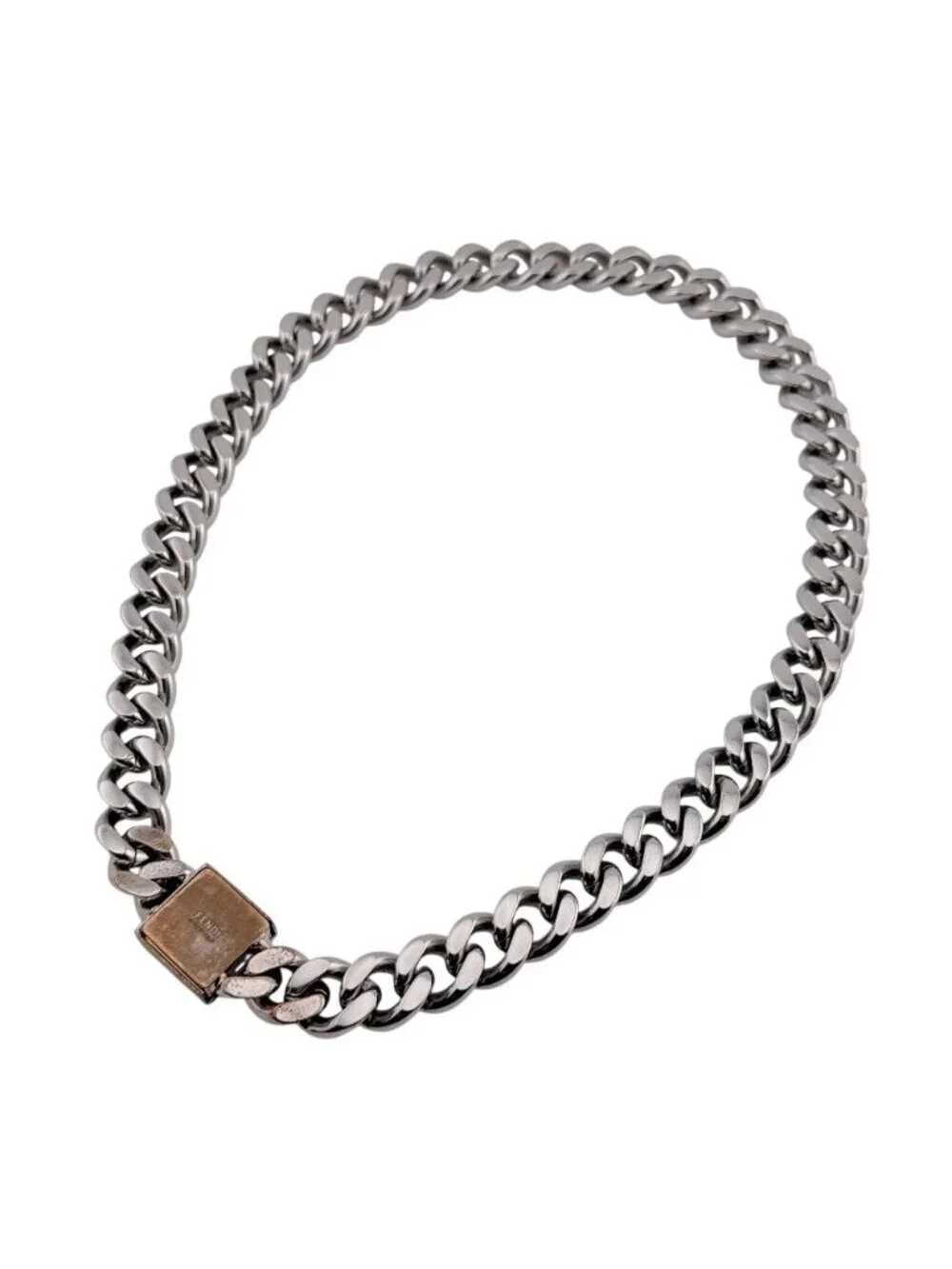 Fendi Logo Necklace Silver
